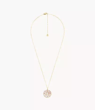 Libra Sutton Zodiac Gold-Tone Stainless Steel Pink Mother-of-Pearl Pendant Necklace