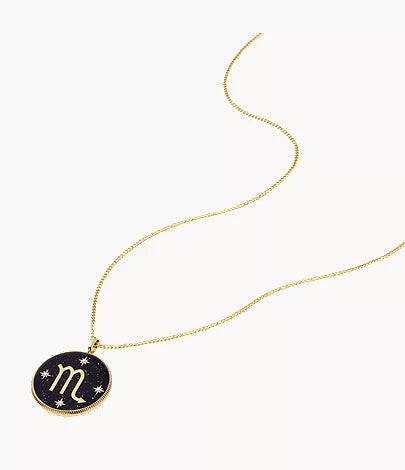 Scorpio Sutton Zodiac Gold-Tone Stainless Steel Black Sandstone Pendant Necklace