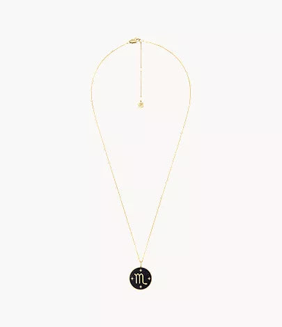 Scorpio Sutton Zodiac Gold-Tone Stainless Steel Black Sandstone Pendant Necklace