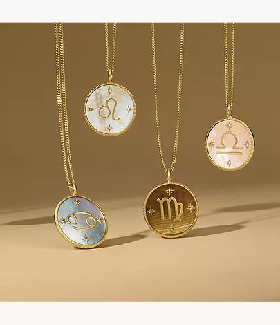 Scorpio Sutton Zodiac Gold-Tone Stainless Steel Black Sandstone Pendant Necklace