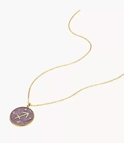 Sagittarius Sutton Zodiac Gold-Tone Stainless Steel Purple Amethyst Pendant Necklace
