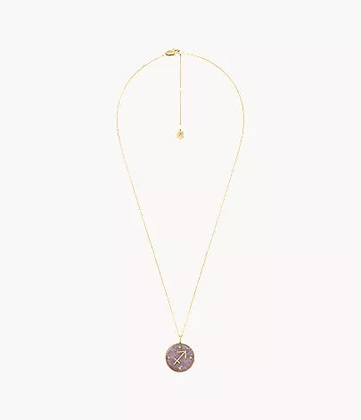 Sagittarius Sutton Zodiac Gold-Tone Stainless Steel Purple Amethyst Pendant Necklace