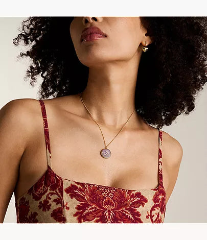 Sagittarius Sutton Zodiac Gold-Tone Stainless Steel Purple Amethyst Pendant Necklace