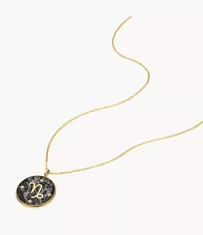 Capricorn Sutton Zodiac Gold-Tone Stainless Steel Gray Hematite Pendant Necklace