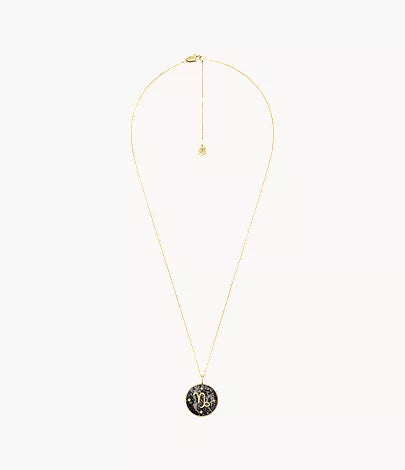 Capricorn Sutton Zodiac Gold-Tone Stainless Steel Gray Hematite Pendant Necklace