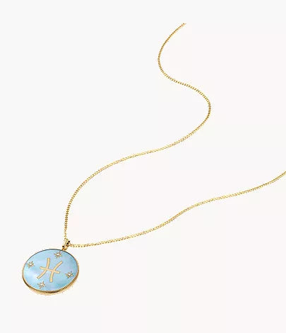 Pisces Sutton Zodiac Gold-Tone Stainless Steel Green Mother-of-Pearl Pendant Necklace