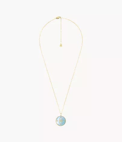 Pisces Sutton Zodiac Gold-Tone Stainless Steel Green Mother-of-Pearl Pendant Necklace