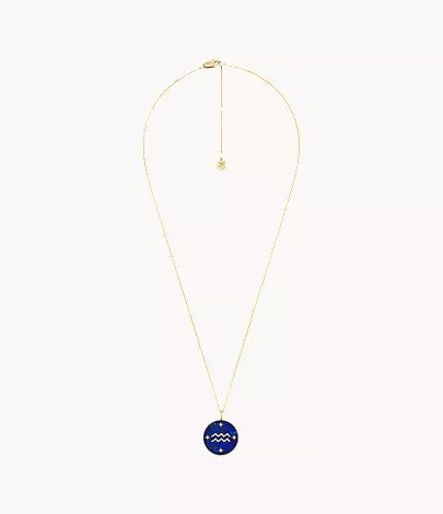 Aquarius Sutton Zodiac Gold-Tone Stainless Steel Blue Lapis Pendant Necklace