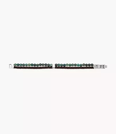 Beads Brown Leather Multi-Strand Bracelet