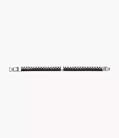 Beads Black Leather Multi-Strand Bracelet