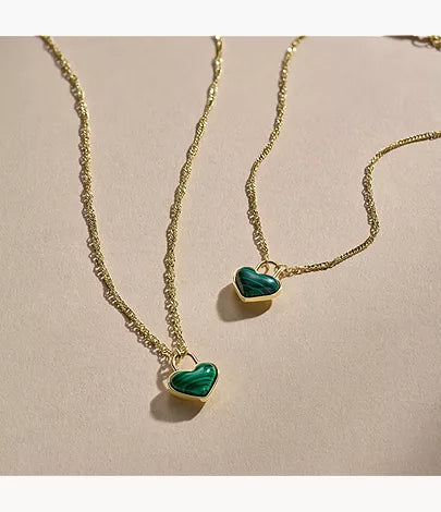 Sutton Modern Meadows Reconstituted Malachite Heart Pendant Necklace