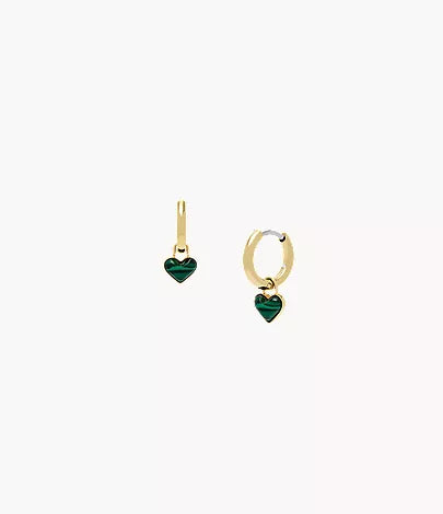 Sutton Modern Meadows Reconstituted Malachite Heart Hoop Earrings