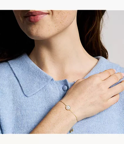 Merrit Northlight Collection Gold-Tone Stainless Steel Station Bracelet