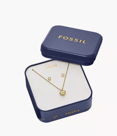 Sadie Gold-Tone Stainless Steel Heart Necklace and Earrings Gift Set