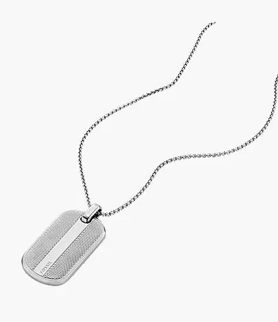 Machine Knurled Texture Stainless Steel Dog Tag Necklace