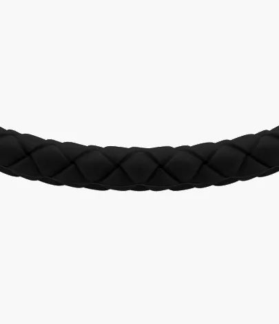 Machine Knurled Texture Black Silicone Station Bracelet