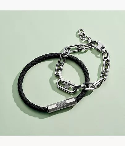 Machine Knurled Texture Black Silicone Station Bracelet