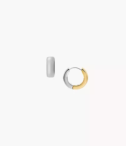 Ellis Domed Collection Two-Tone Stainless Steel Hoop Earrings