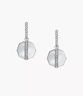 Merrit Timeless Mother Of Pearl Silver-Tone Stainless Steel Drop Earrings