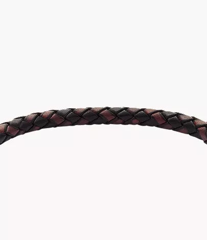 Machine Knurled Texture Leather and Stainless Steel Station Bracelet