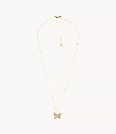 Sutton Pavé Butterfly Gold-Tone Stainless Steel Pendant Necklace