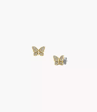 Sutton Pavé Butterfly Gold-Tone Stainless Steel Stud Earrings