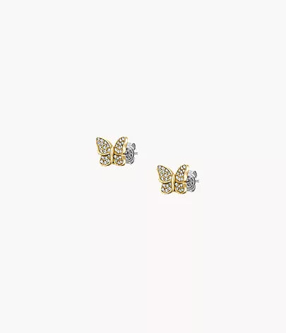 Sutton Pavé Butterfly Gold-Tone Stainless Steel Stud Earrings