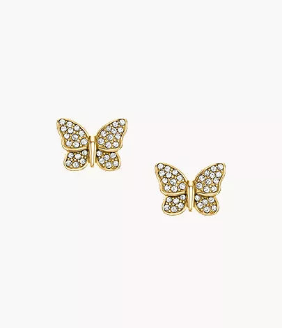 Sutton Pavé Butterfly Gold-Tone Stainless Steel Stud Earrings