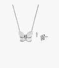 Sutton Stainless Steel Butterfly Necklace and Earrings Gift Set