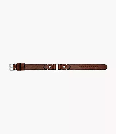 Machine Rugged Stainless Steel and Brown Leather Strap Bracelet