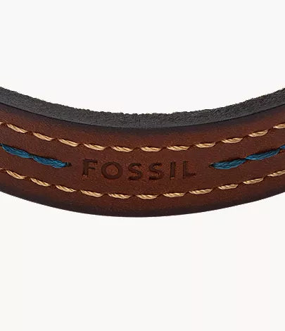 Everett Topstitch Brown Leather Strap Bracelet