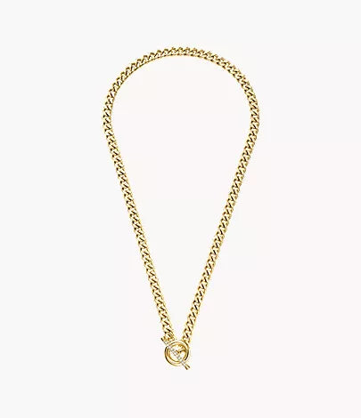 Carlie T-Bar Pavé Gold-Tone Stainless Steel Toggle Necklace
