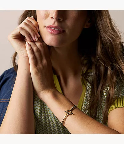 Carlie T-Bar Pavé Gold-Tone Stainless Steel Toggle Bracelet