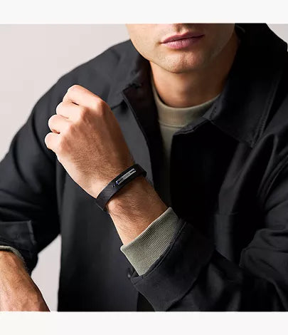 Machine Rugged Midnight Blue and Black Leather Strap Bracelet