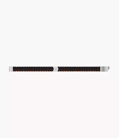 Woven Black and Brown Leather Bracelet