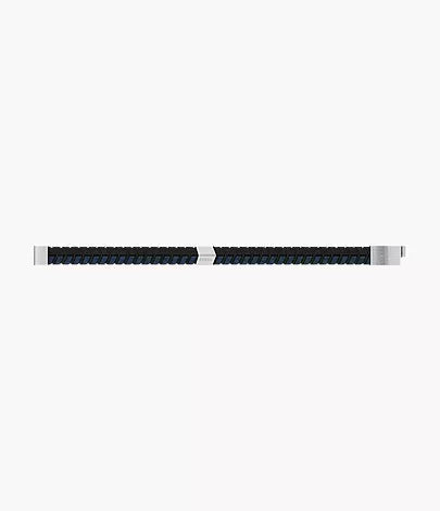 Woven Blue and Black Leather Bracelet