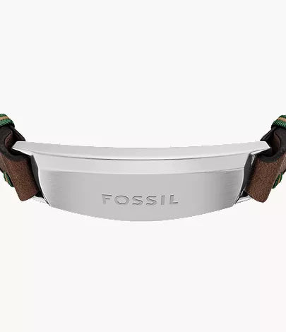 Topstitch Brown Leather ID Bracelet