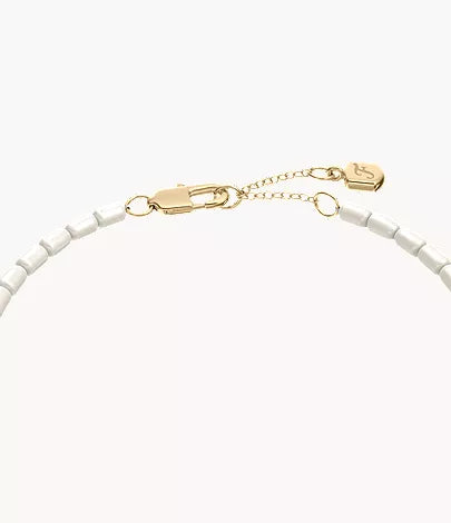 Harlow Rondelles White Acrylic Pearl Stainless Steel Station Bracelet