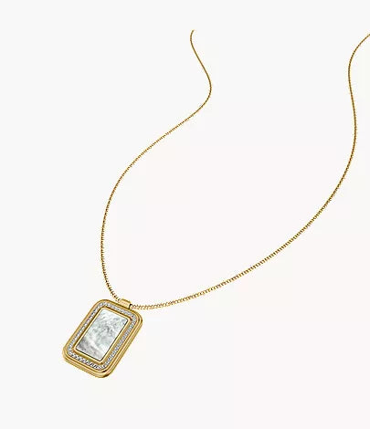 Raquel Glitz White Mother-of-Pearl Spinning Pendant Necklace