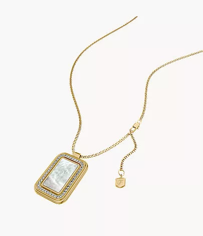 Raquel Glitz White Mother-of-Pearl Spinning Pendant Necklace