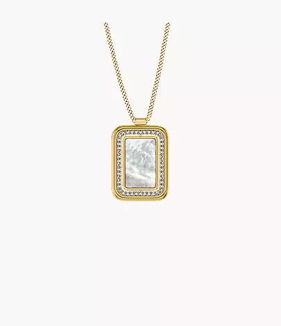 Raquel Glitz White Mother-of-Pearl Spinning Pendant Necklace