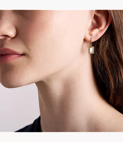 Raquel Glitz White Mother-of-Pearl Drop Earrings