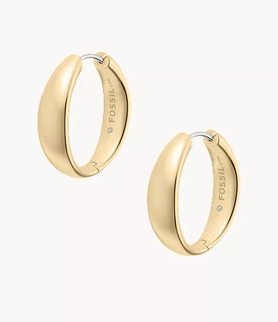 Ellis Domed Collection Medium Gold-Tone Stainless Steel Hoop Earrings