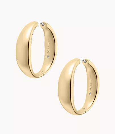 Ellis Domed Collection Large Gold-Tone Stainless Steel Hoop Earrings
