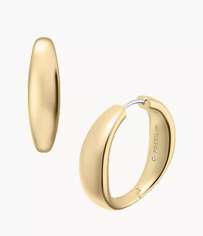 Ellis Domed Collection Large Gold-Tone Stainless Steel Hoop Earrings