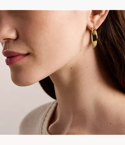 Ellis Domed Collection Large Gold-Tone Stainless Steel Hoop Earrings