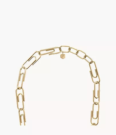 Paperclip Collection Gold-Tone Stainless Steel Chain Necklace