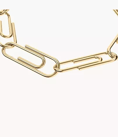 Paperclip Collection Gold-Tone Stainless Steel Chain Bracelet