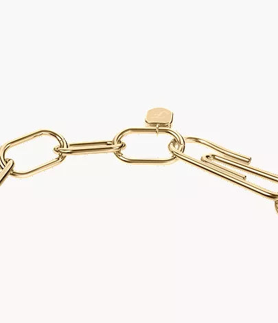 Paperclip Collection Gold-Tone Stainless Steel Chain Bracelet