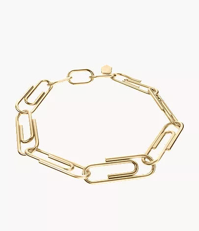 Paperclip Collection Gold-Tone Stainless Steel Chain Bracelet